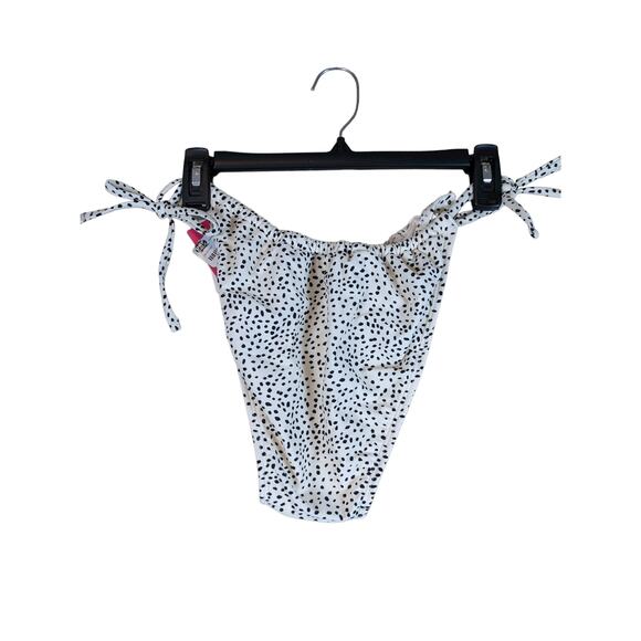 Xhilaration High Leg String Bikini Bottom Cream Dot Print XL Scoop Waist Tie - Picture 5 of 10